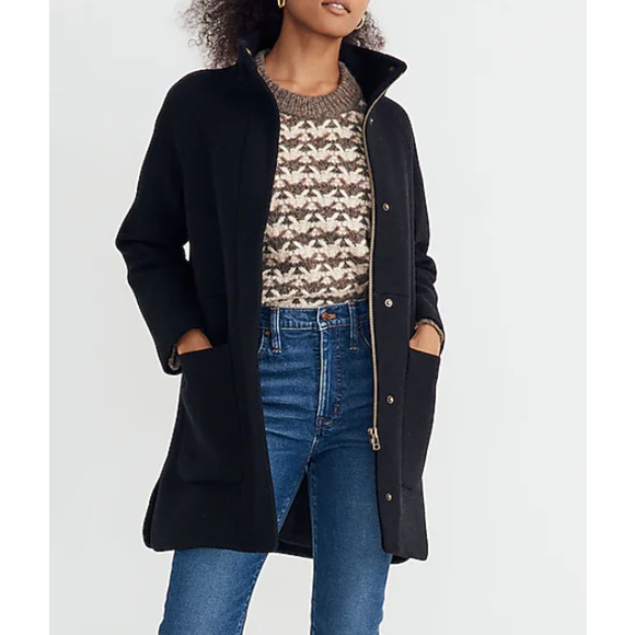 Madewell Jackets & Blazers - Madewell Estate Cocoon Coat in Insuluxe Fabric, Wool | Size Small, Black NEW